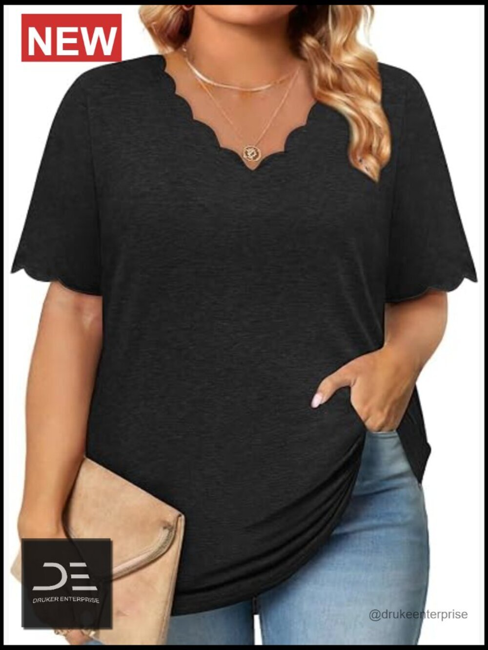 Plus Size V Neck Tunic Tops Loose Fit Short Sleeve T Shirts for Women